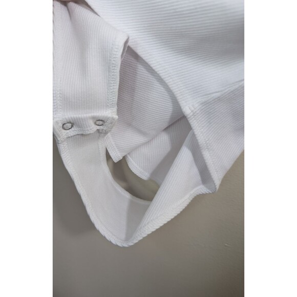 L'agence Nica Scoop Neck Bodysuit White Ribbed Stretch Snap Buttons Size Small - Picture 9 of 12